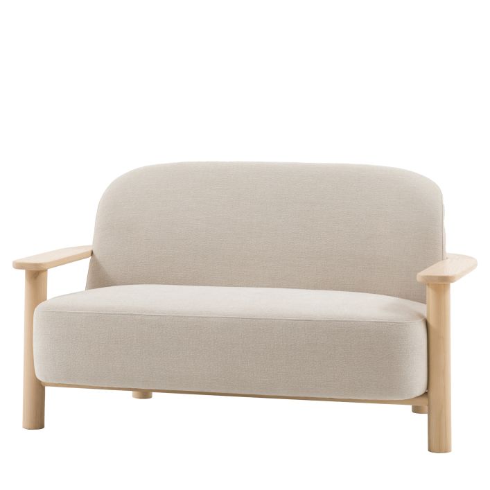 Gallery Direct Husby 2 Seater Sofa in Willow Dusty upholstery with a modern and minimalist light wooden frame