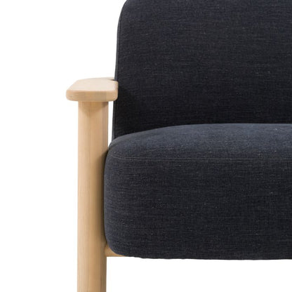 Gallery Direct Husby 2 Seater Sofa upholstered in Willow Pacific blue linen fabric with a light wooden frame