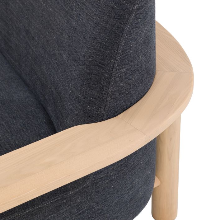 Gallery Direct Husby 2 Seater Sofa in Willow Pacific blue linen fabric with a light wooden frame