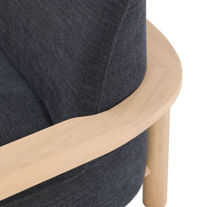 Gallery Direct Husby 2 Seater Sofa in Willow Pacific blue linen fabric with a light wooden frame