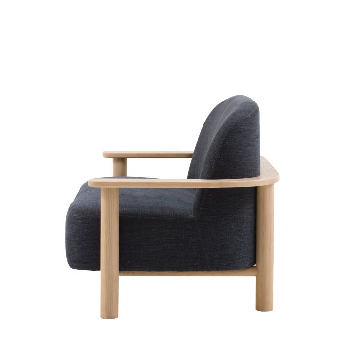 Gallery Direct Husby 2 Seater Sofa features a modern and minimalist light wooden frame and a deep upholstered seat in Willow Pacific
