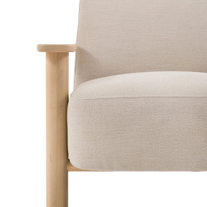 Gallery Direct Husby Armchair in Willow Dusty natural colour fabric with a light wooden frame
