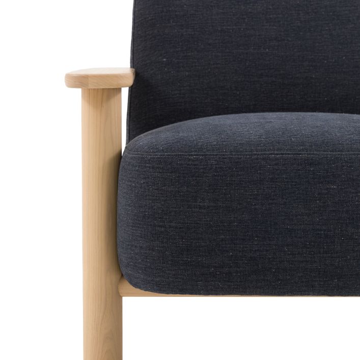 Gallery Direct Husby Armchair in Willow Pacific blue padded upholstery within a light wood frame 