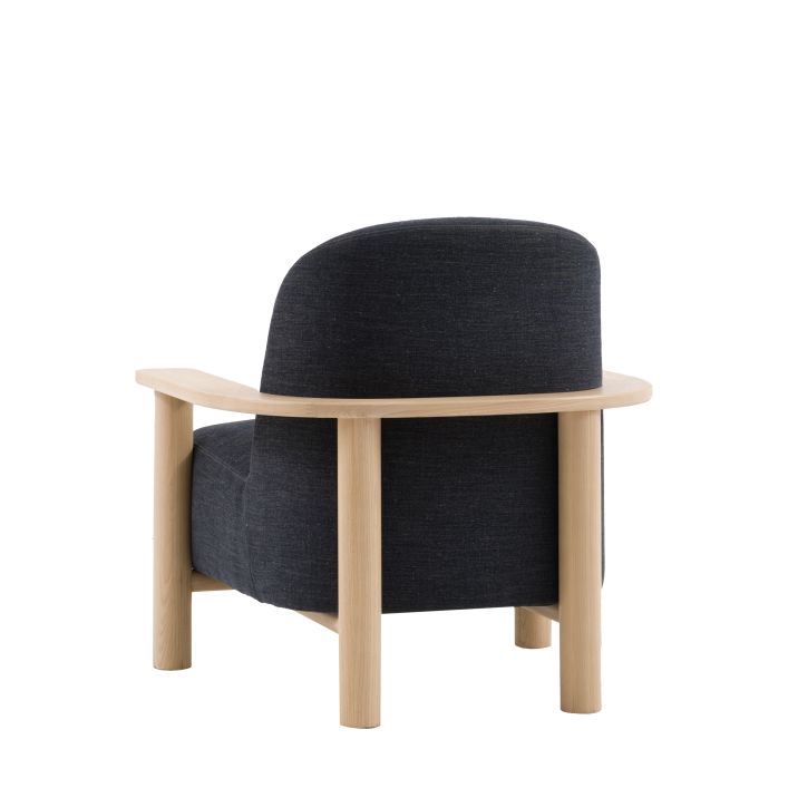 Gallery Direct Husby Armchair features a light wooden frame and padded seat cushion in Willow Pacific blue fabric
