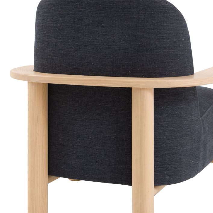 Gallery Direct Husby Armchair in Willow Pacific blue linen upholstery, anchored by a light wooden frame for a minimalist feel