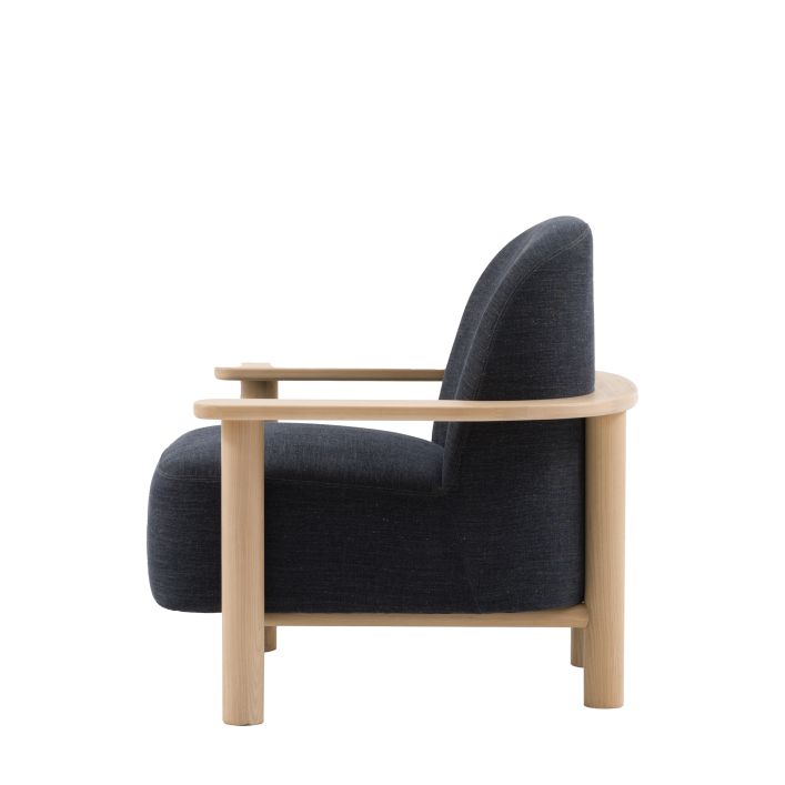 Gallery Direct Husby Armchair in Willow Pacific blue padded upholstery with a light wood minimalist frame