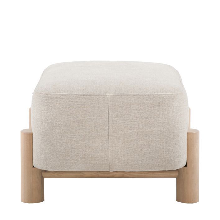 Gallery Direct Husby Footstool in Willow Dusty natural colour fabric with a light wood base