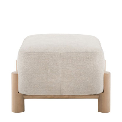 Gallery Direct Husby Footstool in Willow Dusty natural colour fabric with a light wood base