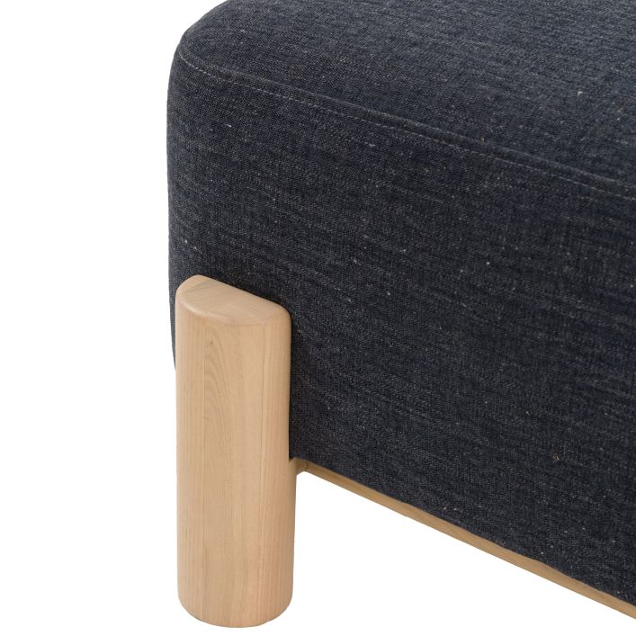 Gallery Direct Husby Footstool in Willow Pacific blue padded upholstery with a light wood base