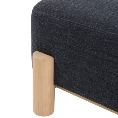 Gallery Direct Husby Footstool in Willow Pacific blue padded upholstery with a light wood base