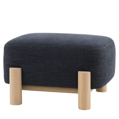 Gallery Direct Husby Footstool in Willow Pacific blue linen upholstery and with a light wood base