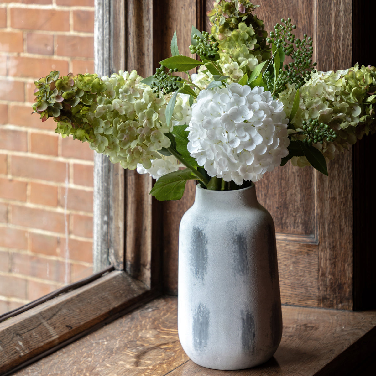 Gallery Direct Hydrangea Floral Vase Arrangement Green, styled in a supplier lifestyle setting