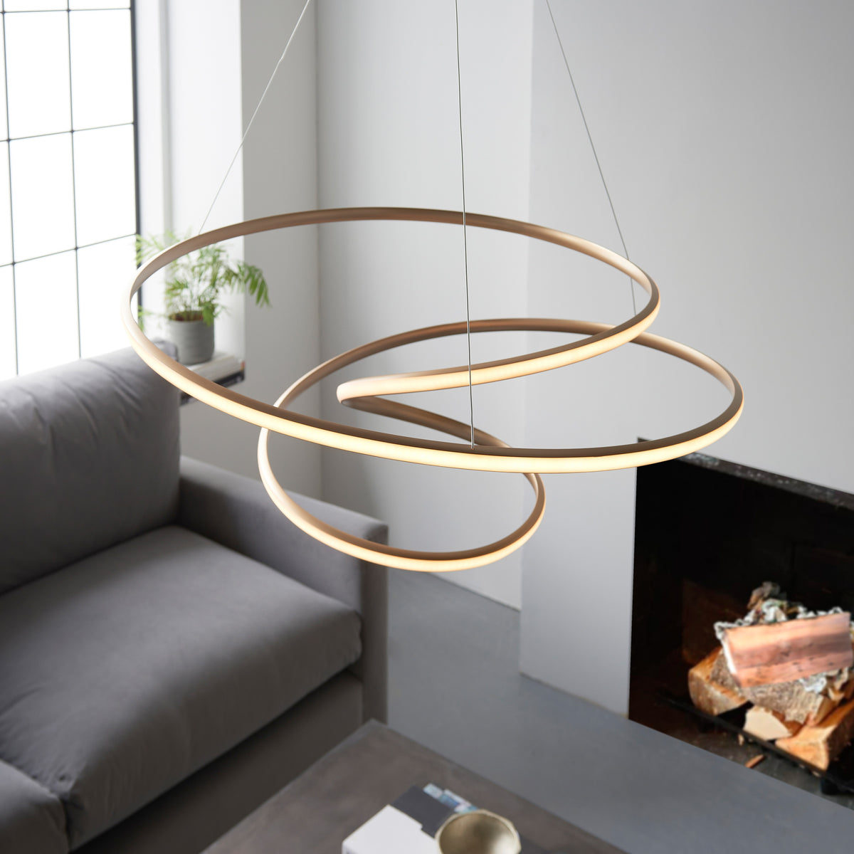 Gallery Direct Idaho Pendant Gold, styled in a room setting