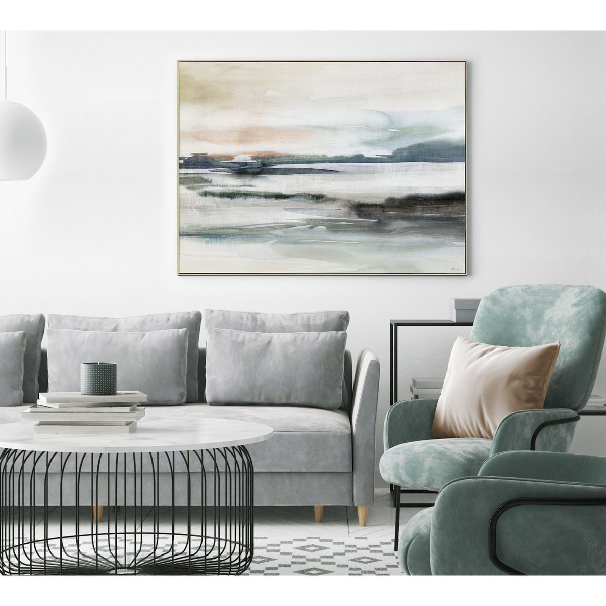 Gallery Direct Illusion Framed Canvas displayed in a styled interior