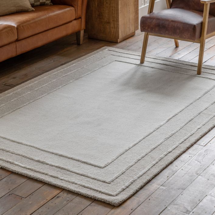 Gallery Direct Ithaca Tonal Border large rug measures 1600x2300mm with a hand tufted pile