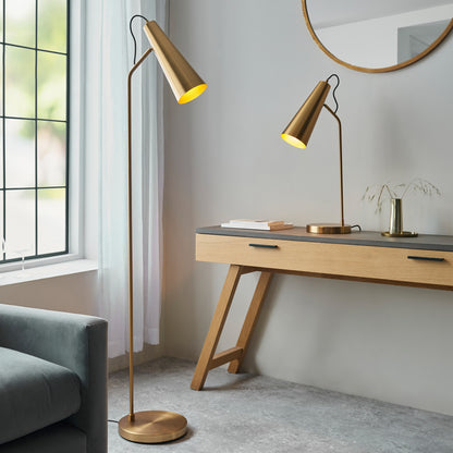 Gallery Direct Karna 1 Floor Light Antique Brass, styled in a room setting