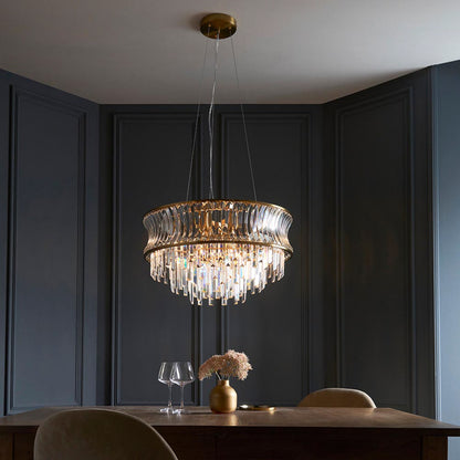 Gallery Direct Kensington 9 Pendant Light Brushed Brass, styled in a room setting