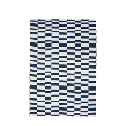 Gallery Direct Kingston Jacquard small rug measuring 1200x1800mm, in blue and white check pattern has a hand tufted pile with a soft comfortable underfoot