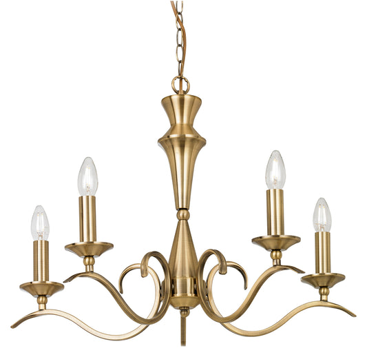 Gallery Direct Kora 5 Pendant Light Antique Brass, complete product view on a white background