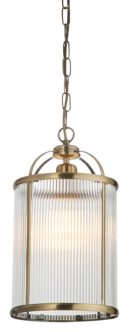 Gallery Direct Lambeth Ribbed 1lt Pendant, complete product view on a white background
