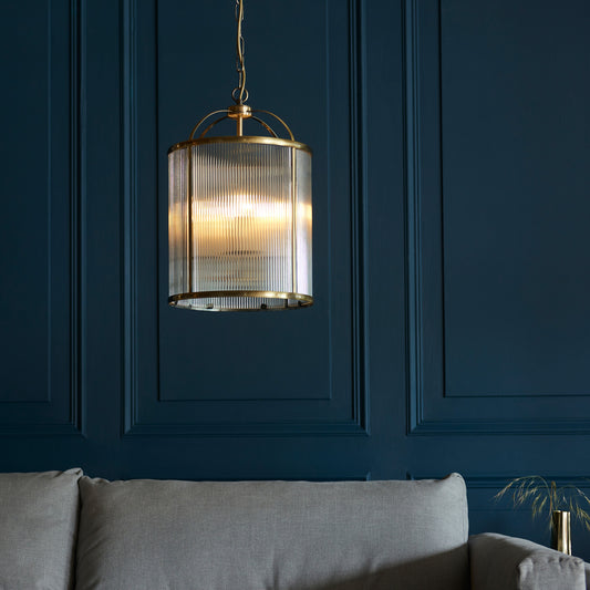 Gallery Direct Lambeth Ribbed 4lt Pendant, styled in a room setting