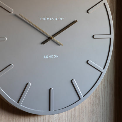 Gallery Direct Larson Wall Clock Grey, close-up of the clock face and finish
