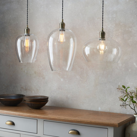 Gallery Direct Lavenham 1 Pendant Brass Medium, styled in a room setting