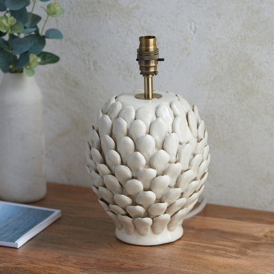 Gallery Direct Layered Leaf Table Lamp Base Ivory Crackle Small, styled in a room setting