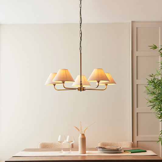 Gallery Direct Lille 5 Pendant Light Antique Brass, styled in a room setting