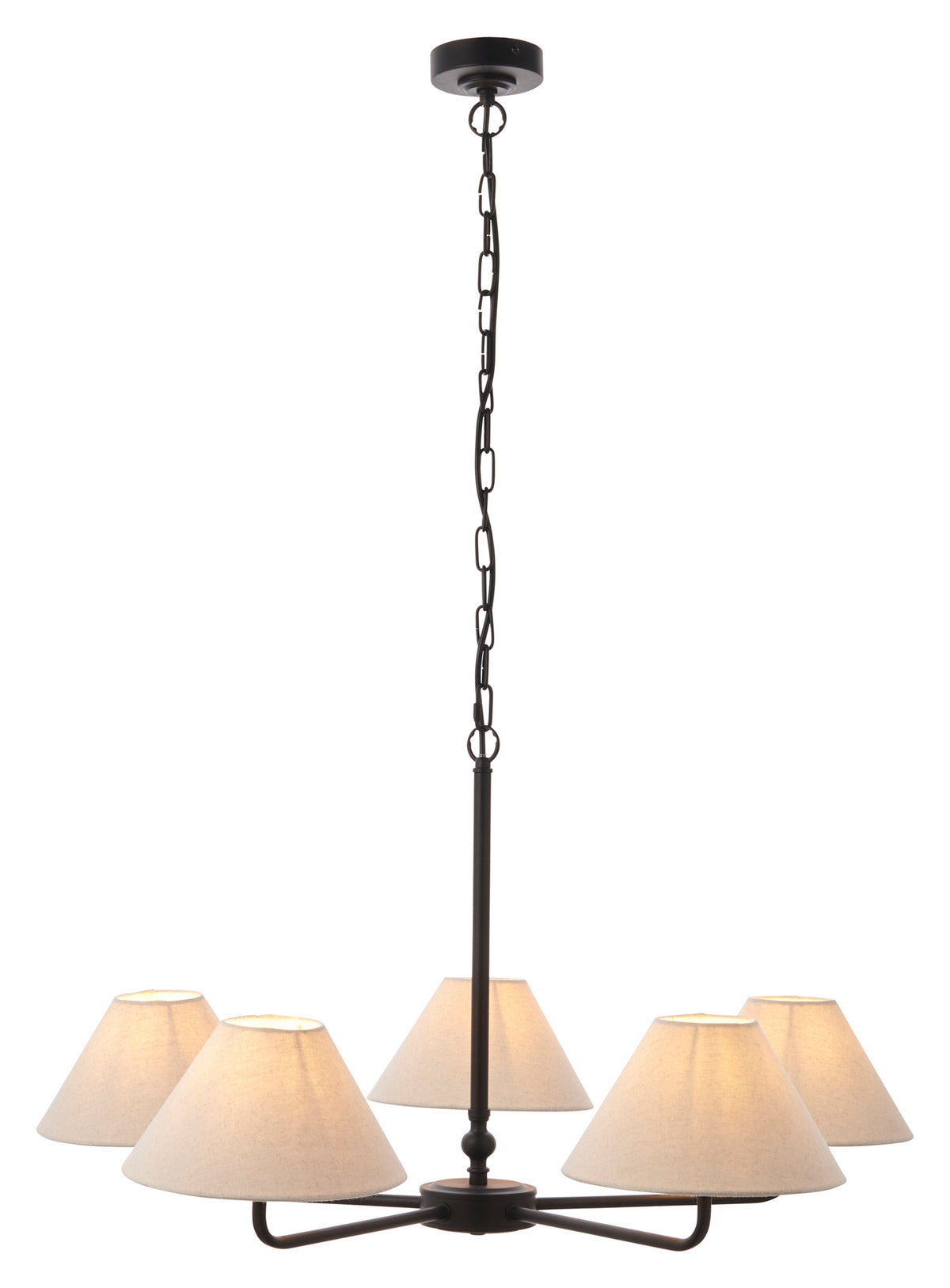 Gallery Direct Lille 5 Pendant Light Matt Black, complete product view on a white background