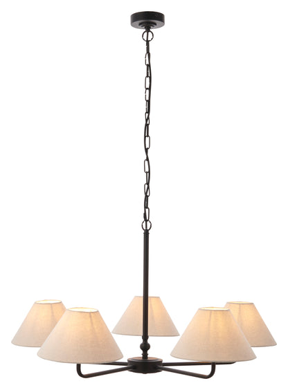 Gallery Direct Lille 5 Pendant Light Matt Black, complete product view on a white background