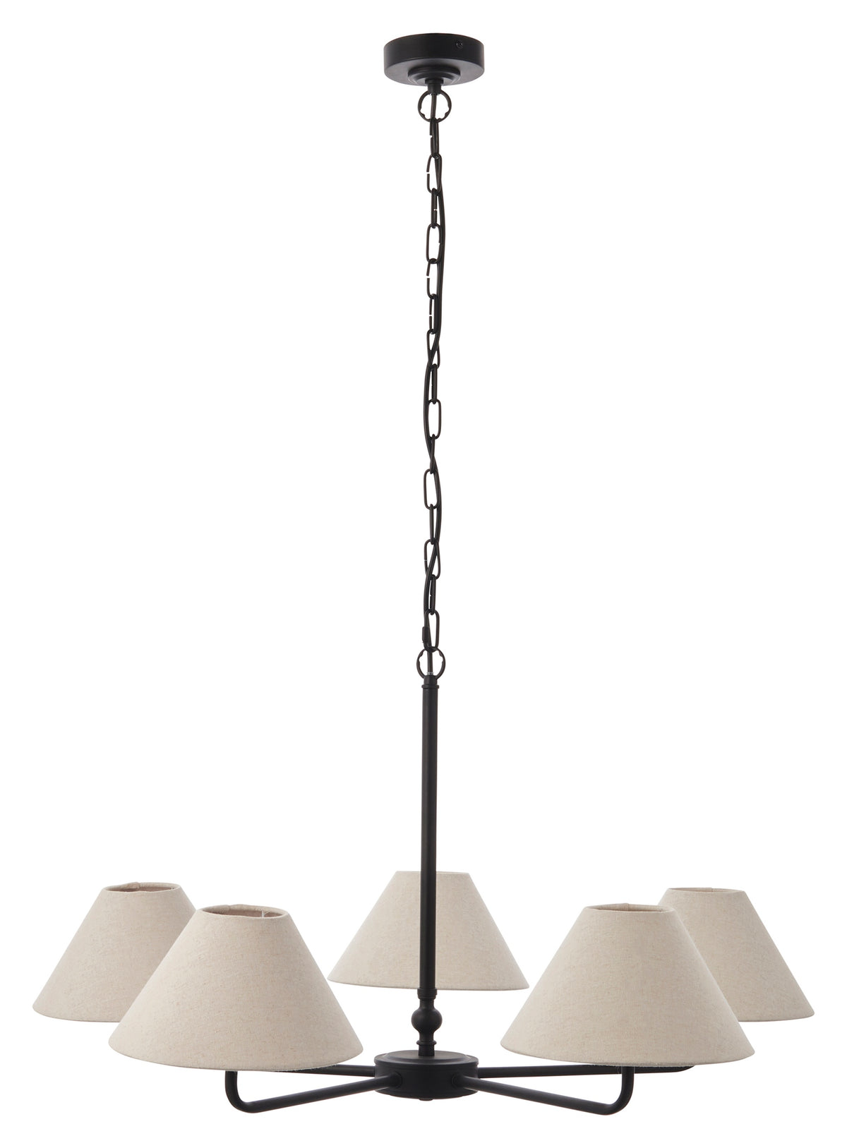 Gallery Direct Lille 5 Pendant Light Matt Black, complete product view on a white background