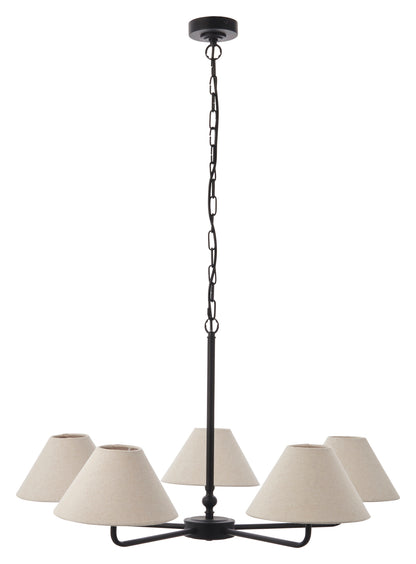 Gallery Direct Lille 5 Pendant Light Matt Black, complete product view on a white background