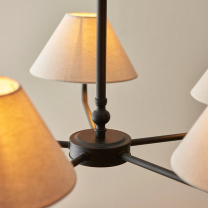 Gallery Direct Lille 5 Pendant Light Matt Black, close-up of the finish and design
