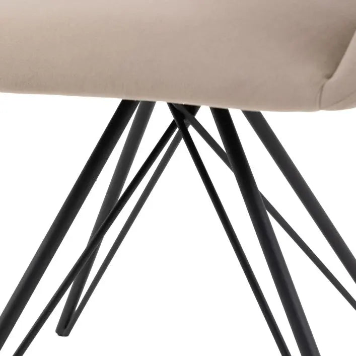Gallery Direct Livorno Dining Chair in a Sand upholstered seat with striking black metal legs