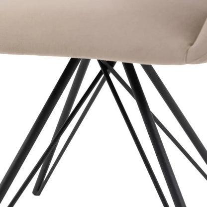 Gallery Direct Livorno Dining Chair in a Sand upholstered seat with striking black metal legs