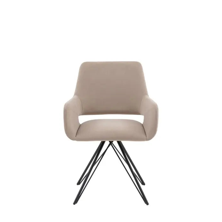 Gallery Direct Livorno Dining Chair in Sand coloured upholstery with black metal legs