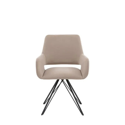 Gallery Direct Livorno Dining Chair in Sand coloured upholstery with black metal legs