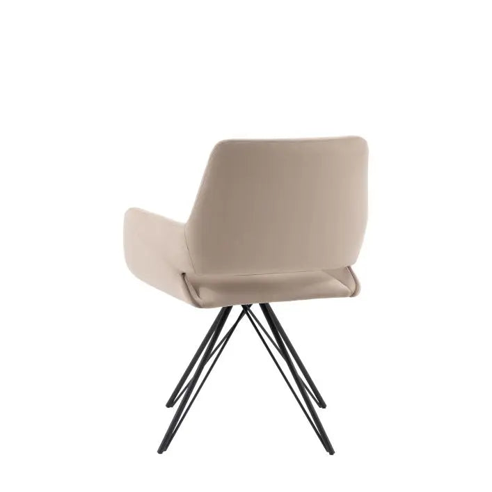 Gallery Direct Livorno Dining Chair in Sand coloured upholstery with black metal legs