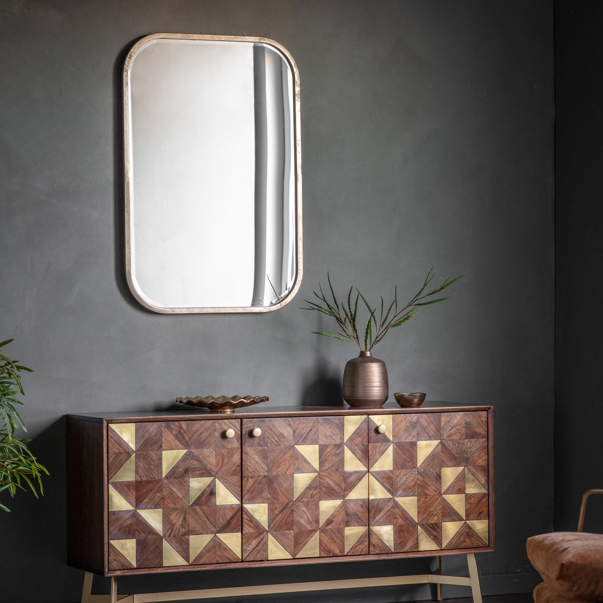 Gallery Direct Logan Rectangle Mirror displayed in a styled interior