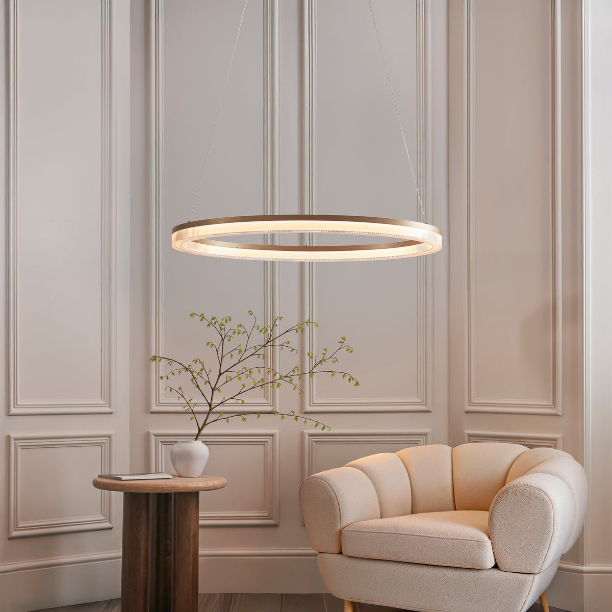 Gallery Direct Lumina Pendant Light Brushed Gold, styled in a room setting