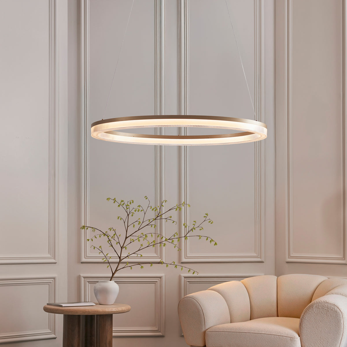 Gallery Direct Lumina Pendant Light Brushed Gold, styled in a room setting