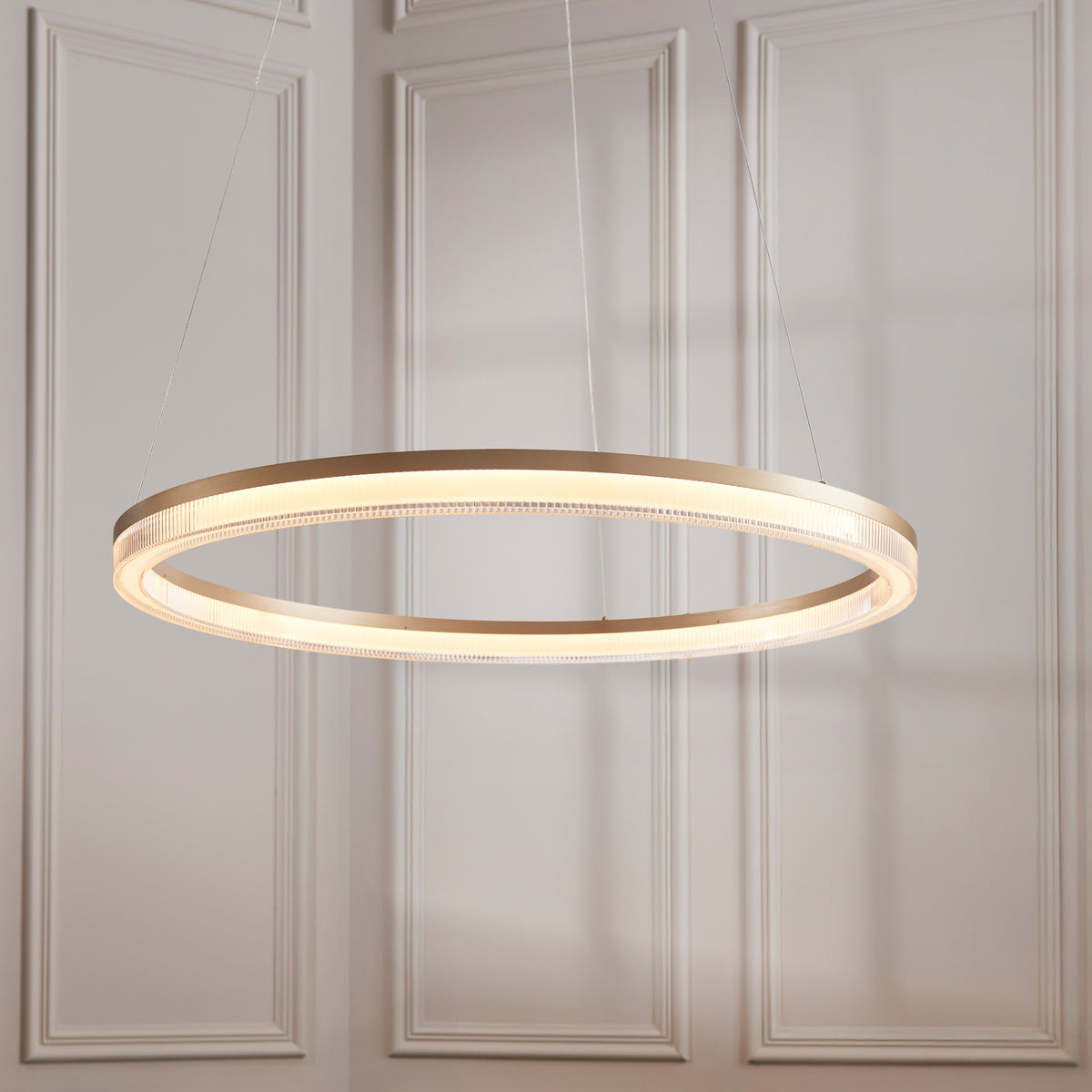Gallery Direct Lumina Pendant Light Brushed Gold, styled in a room setting