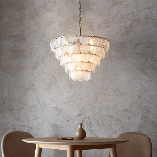 Gallery Direct Maeve 9 Pendant Light Antique Gold, styled in a room setting
