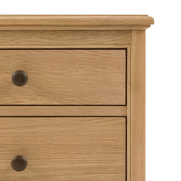 Gallery Direct Malvern 1 Door 4 Drawer Sideboard with Oak wood-grain effect and round metal handles