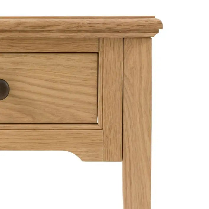 Gallery Direct Malvern Side table features 1 Drawer with metal handle and wood grain patterns 