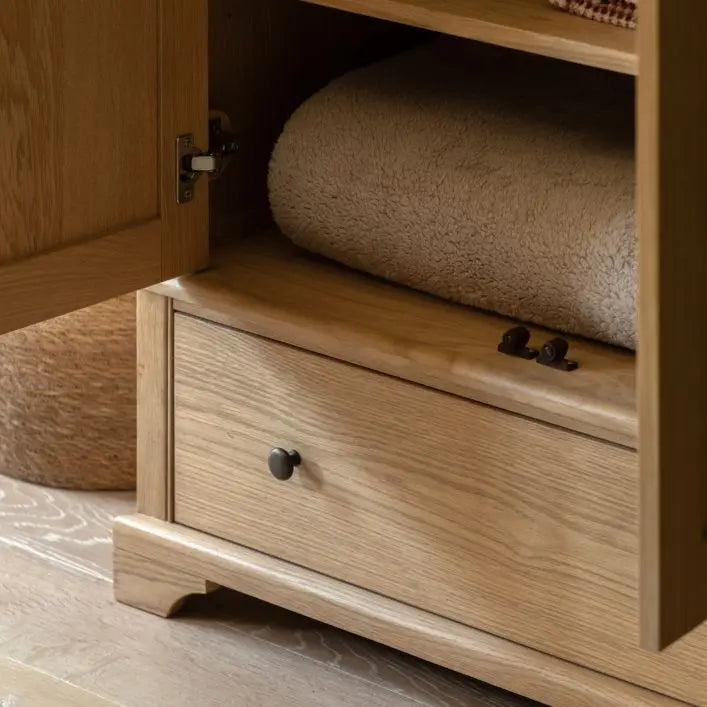 Gallery Direct Malvern 2 Door Wardrobe features internal hanging space and a storage shelf and 1 lower drawer with metal handles