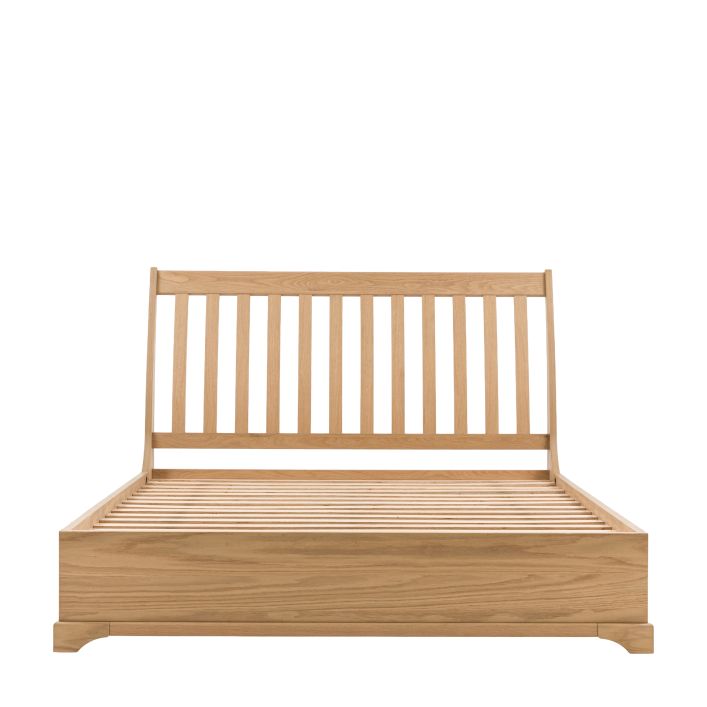 Gallery Direct Malvern Double Bed frame constructed from premium solid oak with quality veneers and a natural wood-grain pattern throughout