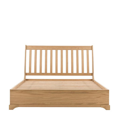 Gallery Direct Malvern Double Bed frame constructed from premium solid oak with quality veneers and a natural wood-grain pattern throughout