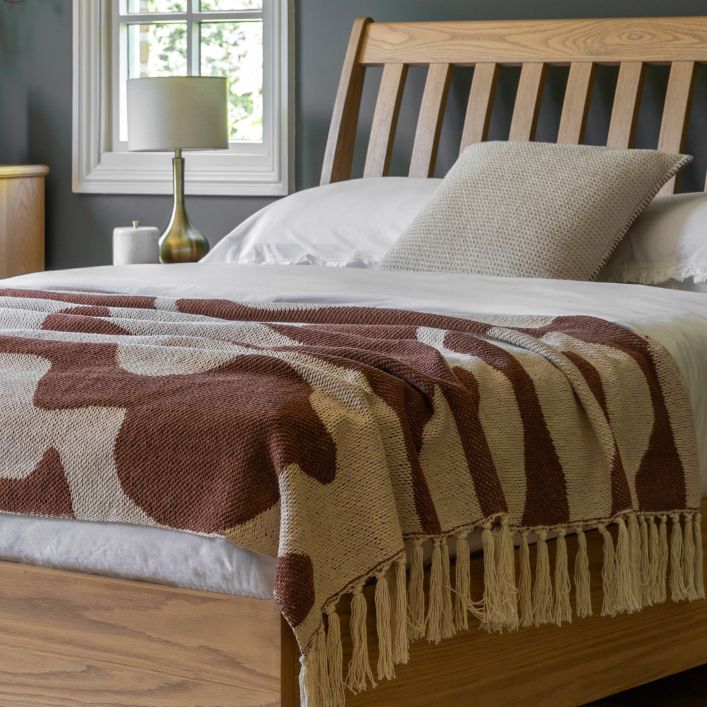 Gallery Direct Malvern Double Bed frame is constructed using premium oak solids and quality veneers, with natural wood-grain pattern and a supportive slatted headboard